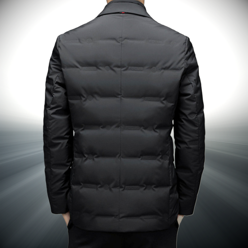 Stylish Men's Windbreaker Jacket - Water-Resistant Cotton-Polyester Outerwear with Warm Duck Down Insulation and Side Pockets