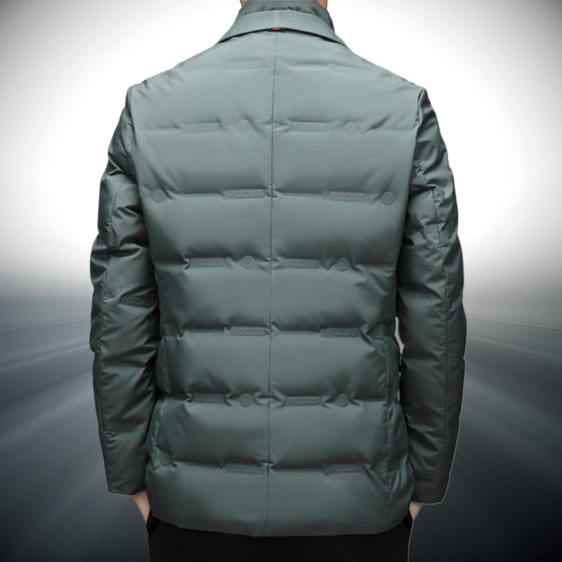 Stylish Men's Windbreaker Jacket - Water-Resistant Cotton-Polyester Outerwear with Warm Duck Down Insulation and Side Pockets