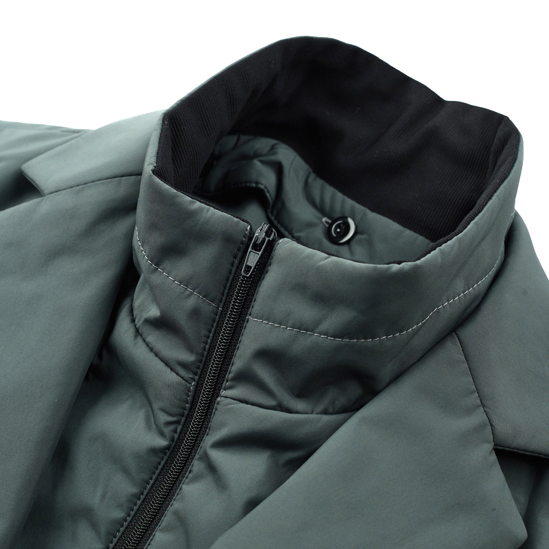 Stylish Men's Windbreaker Jacket - Water-Resistant Cotton-Polyester Outerwear with Warm Duck Down Insulation and Side Pockets