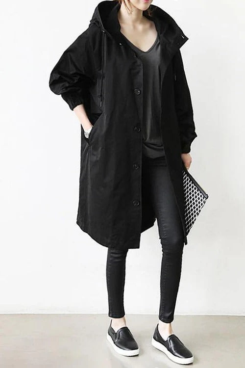 Stylish Waterproof Trench Coat for Women - Hooded Winter Coat, Durable and Fashionable Outerwear