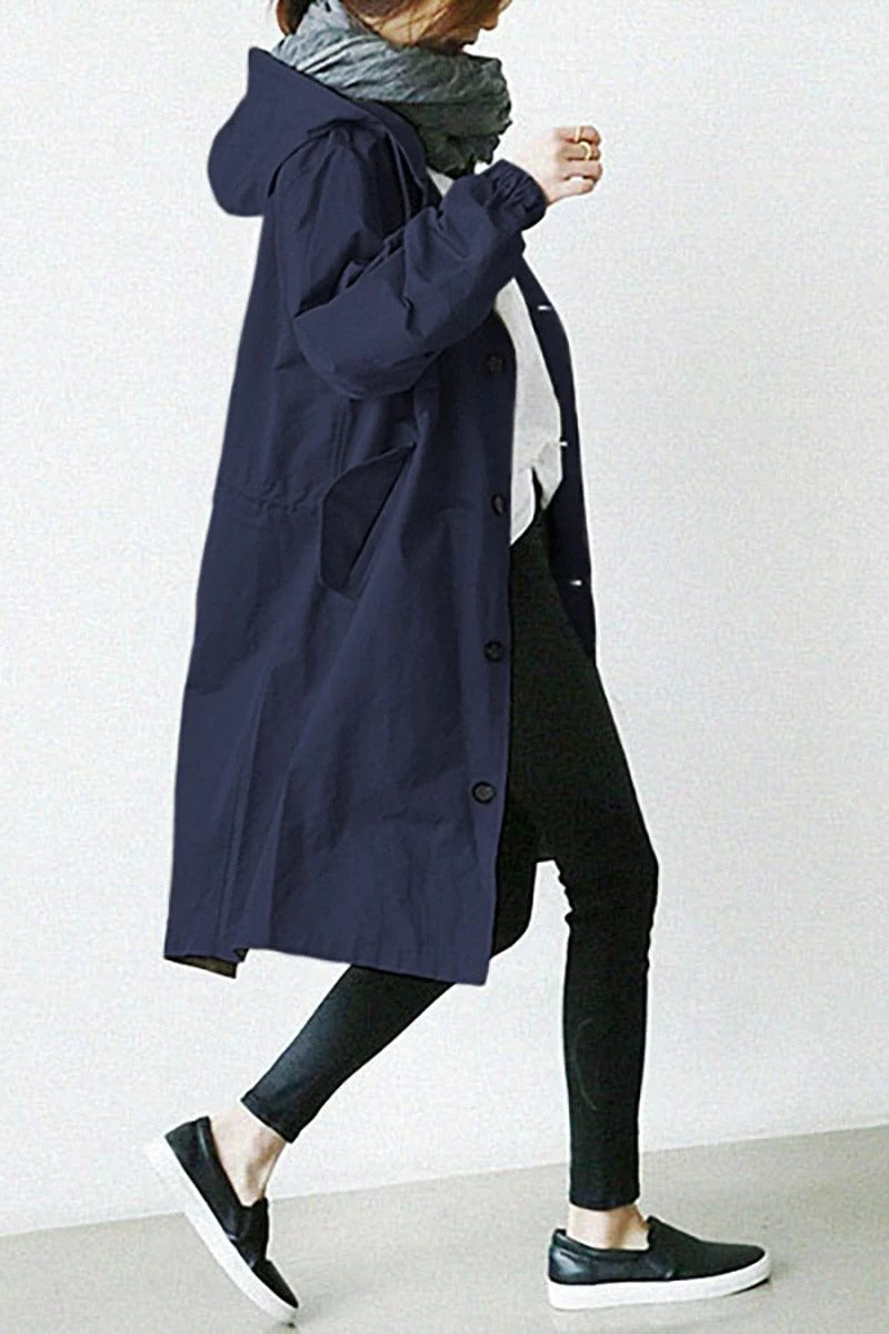 Stylish Waterproof Trench Coat for Women - Hooded Winter Coat, Durable and Fashionable Outerwear