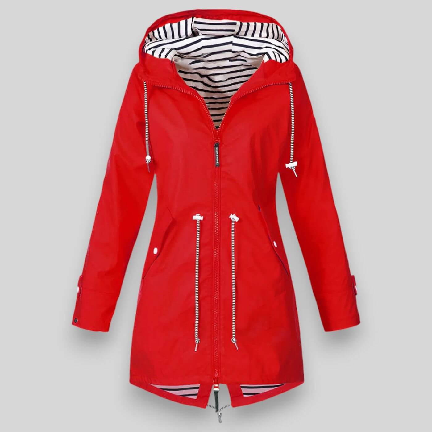 Stylish Women's Waterproof Rain Jacket with Adjustable Waist and Hood – Rain Coat for All Weather Protection
