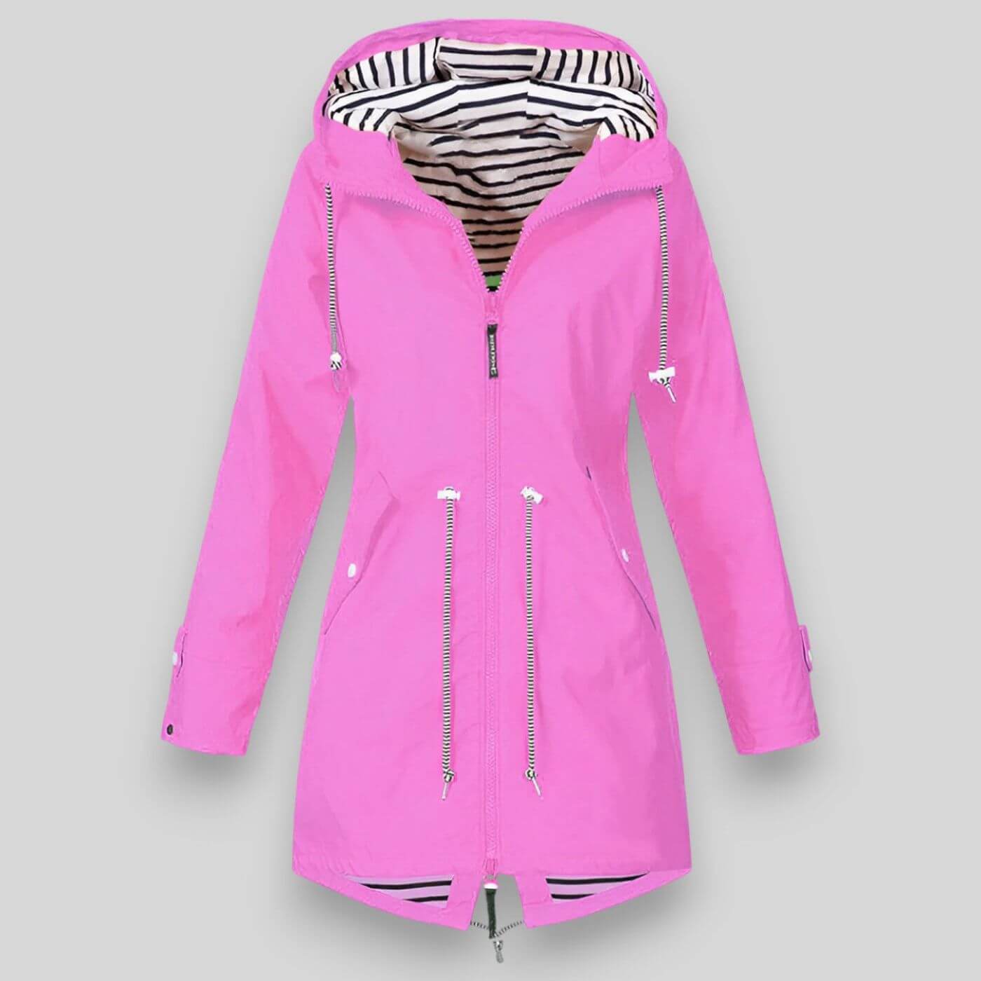 Stylish Women's Waterproof Rain Jacket with Adjustable Waist and Hood – Rain Coat for All Weather Protection