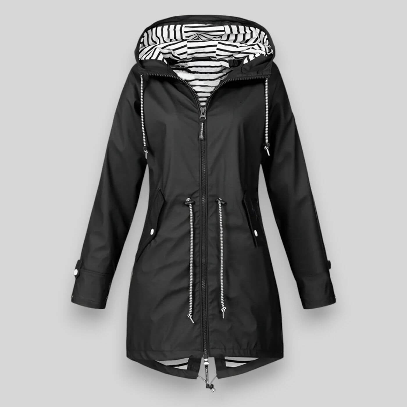 Stylish Women's Waterproof Rain Jacket with Adjustable Waist and Hood – Rain Coat for All Weather Protection