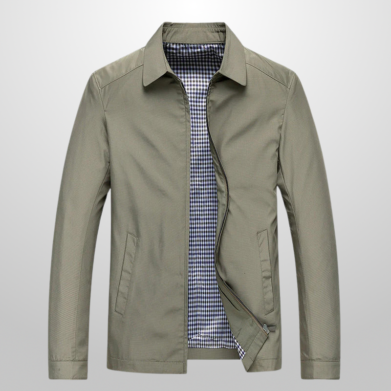 Tailored Jacket with Crisp Turn-Down Collar and Zip Front – Lightweight Polyester Blend for Versatile Style and Comfort