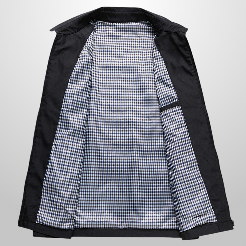 Tailored Jacket with Crisp Turn-Down Collar and Zip Front – Lightweight Polyester Blend for Versatile Style and Comfort