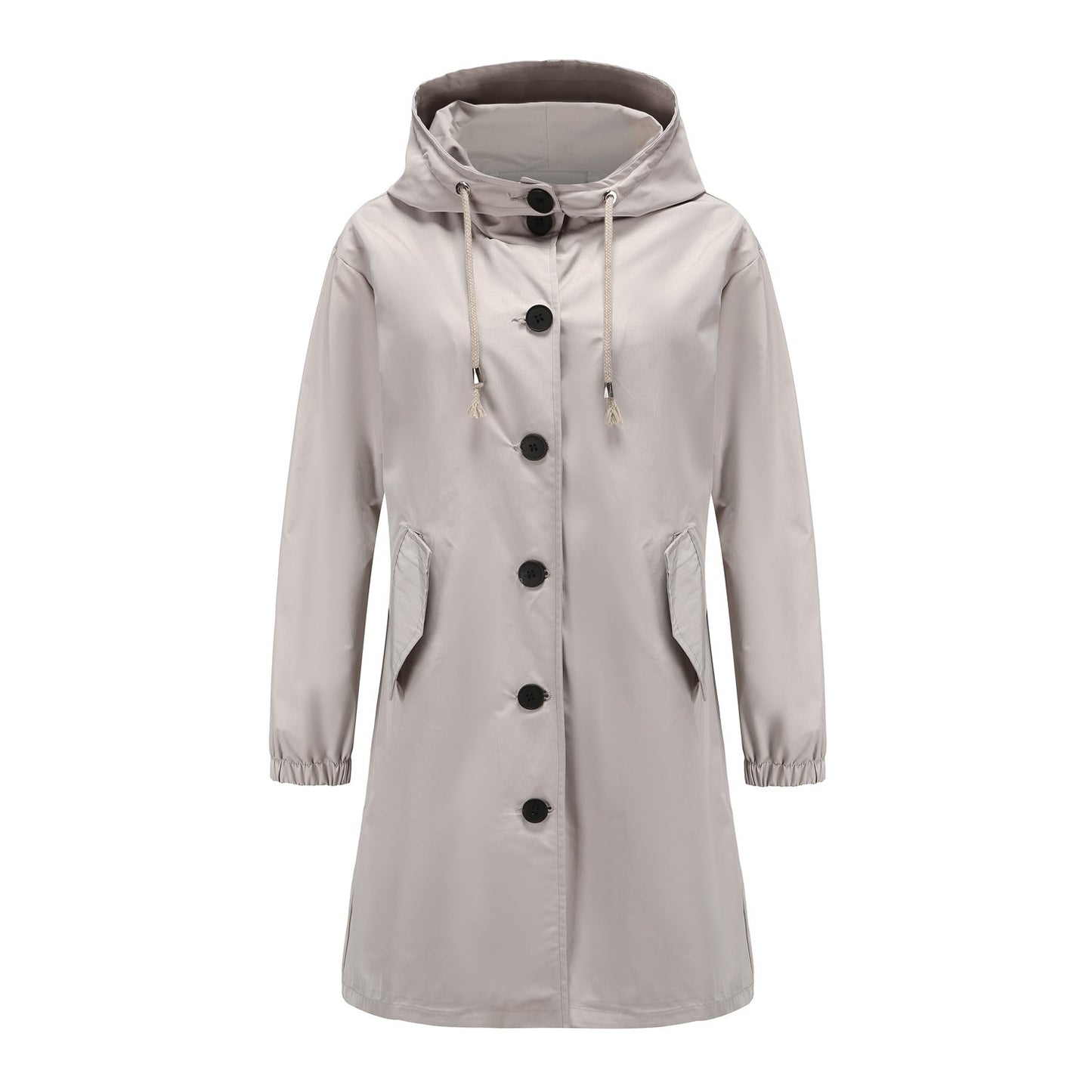 Waterproof Rain Jacket for Women with Adjustable Hood and Flap Pockets – All-Season Rain Coat
