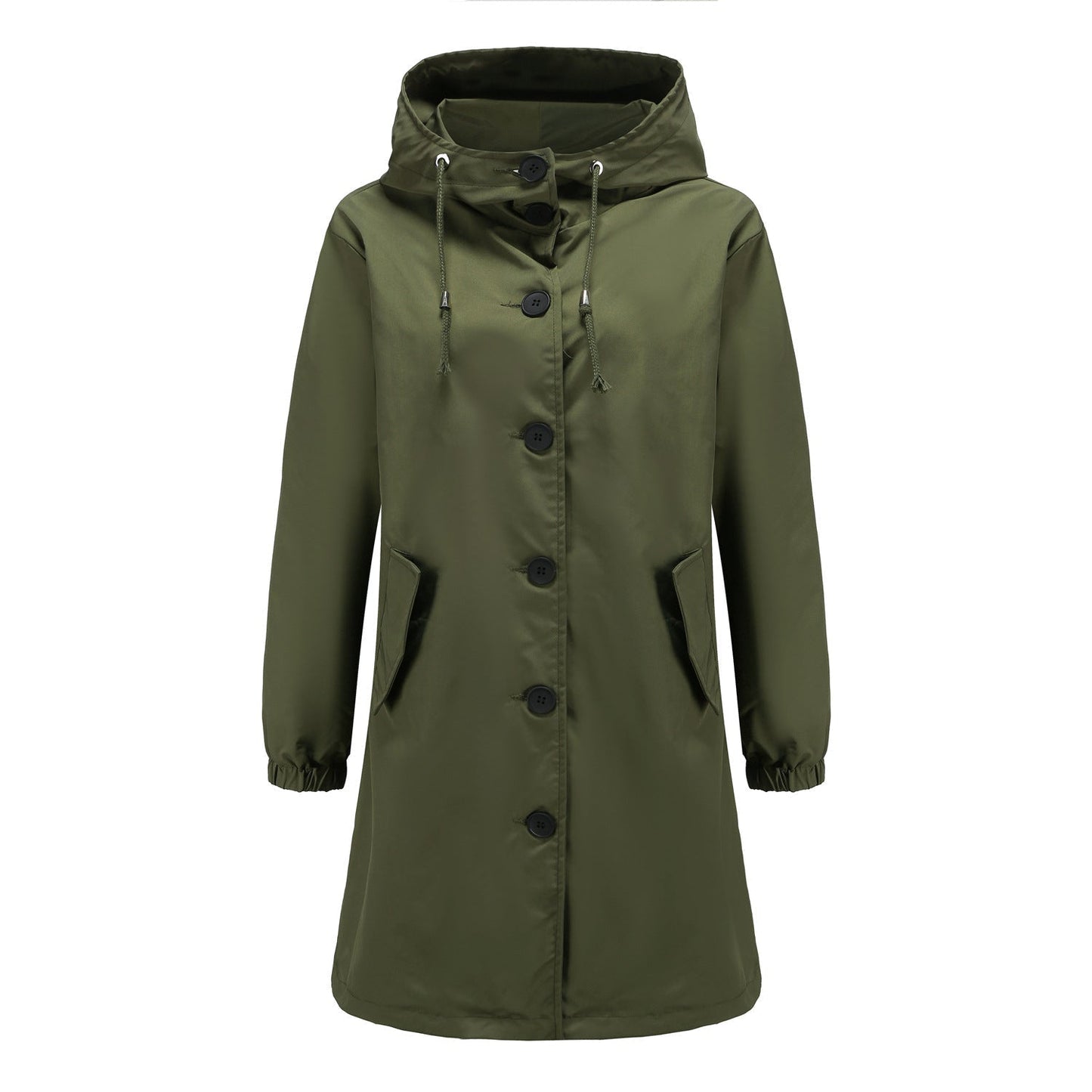 Waterproof Rain Jacket for Women with Adjustable Hood and Flap Pockets – All-Season Rain Coat