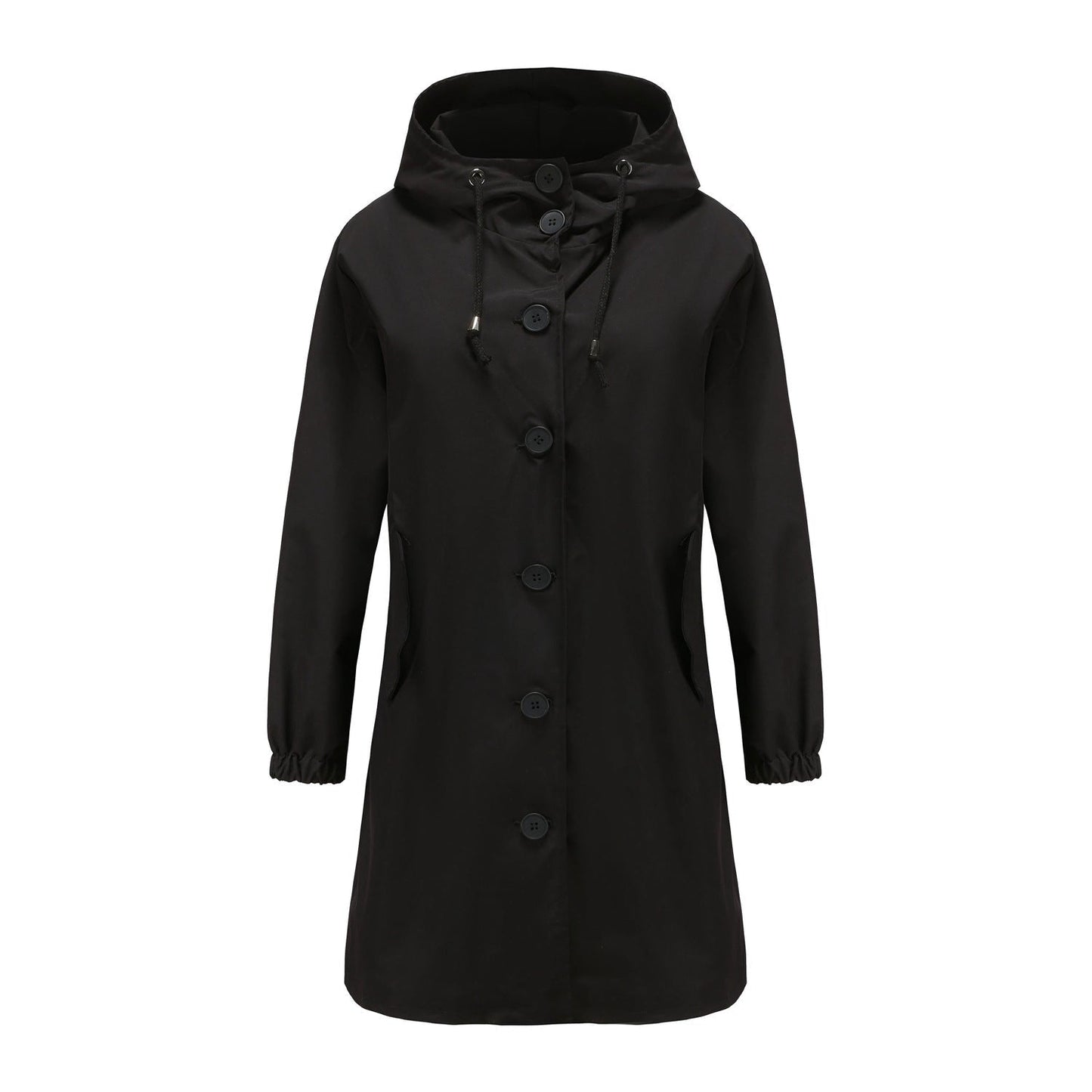 Waterproof Rain Jacket for Women with Adjustable Hood and Flap Pockets – All-Season Rain Coat