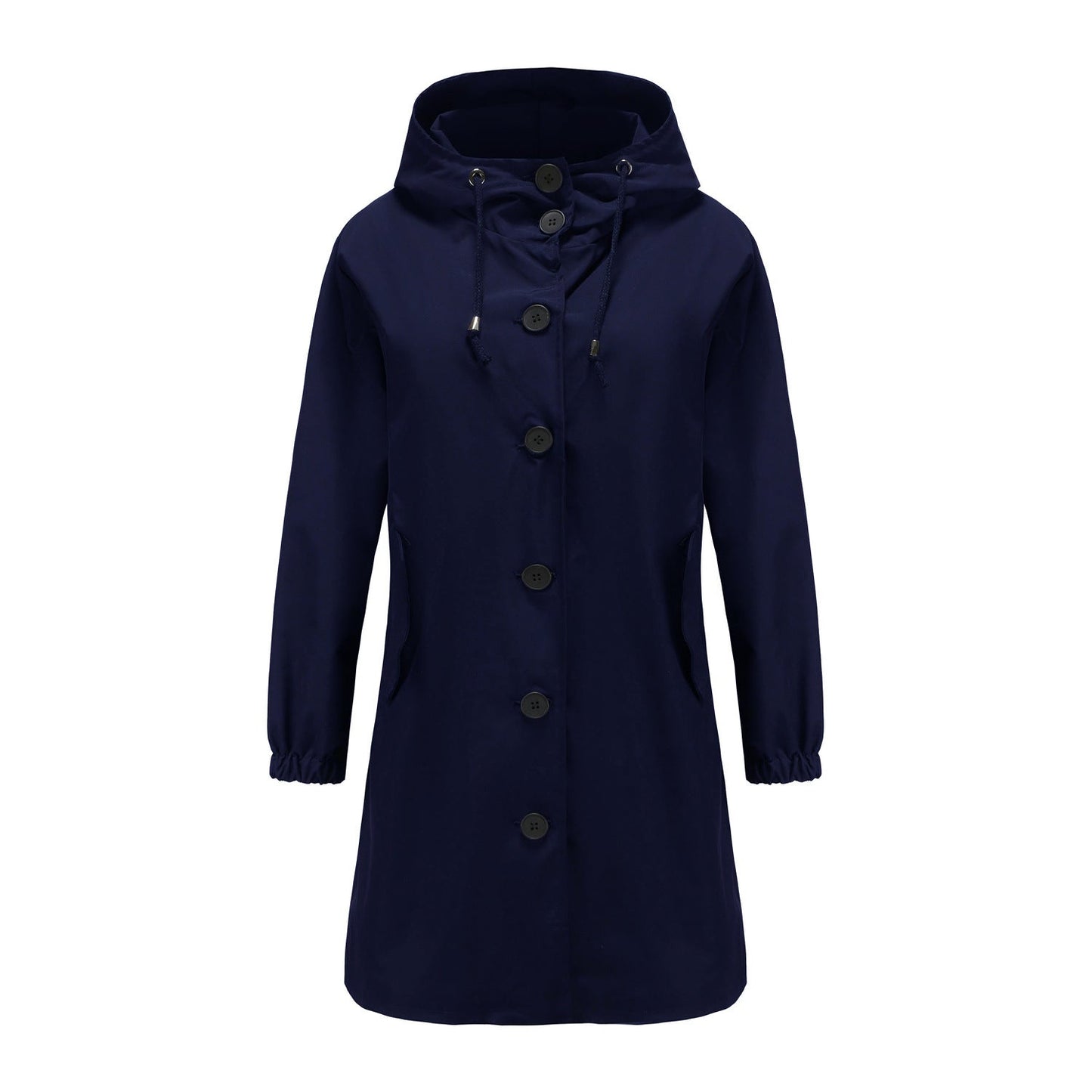 Waterproof Rain Jacket for Women with Adjustable Hood and Flap Pockets – All-Season Rain Coat