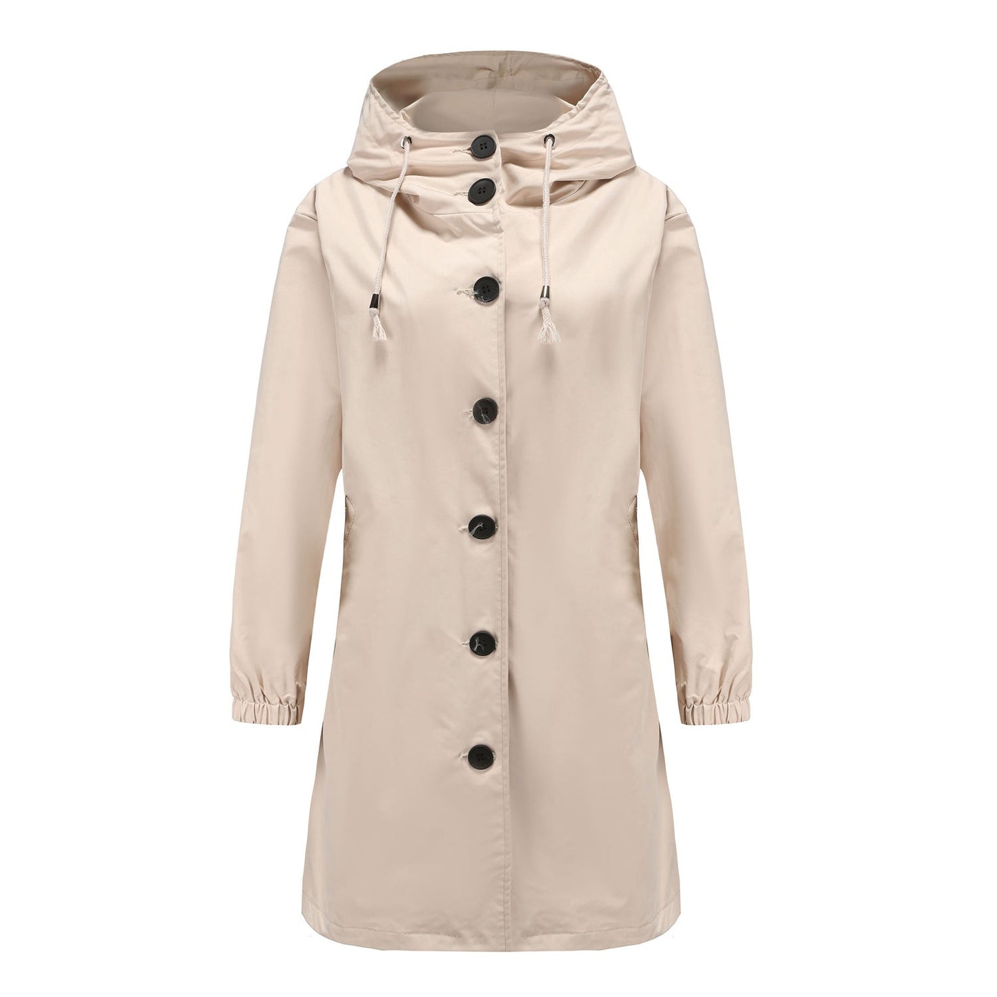 Waterproof Rain Jacket for Women with Adjustable Hood and Flap Pockets – All-Season Rain Coat
