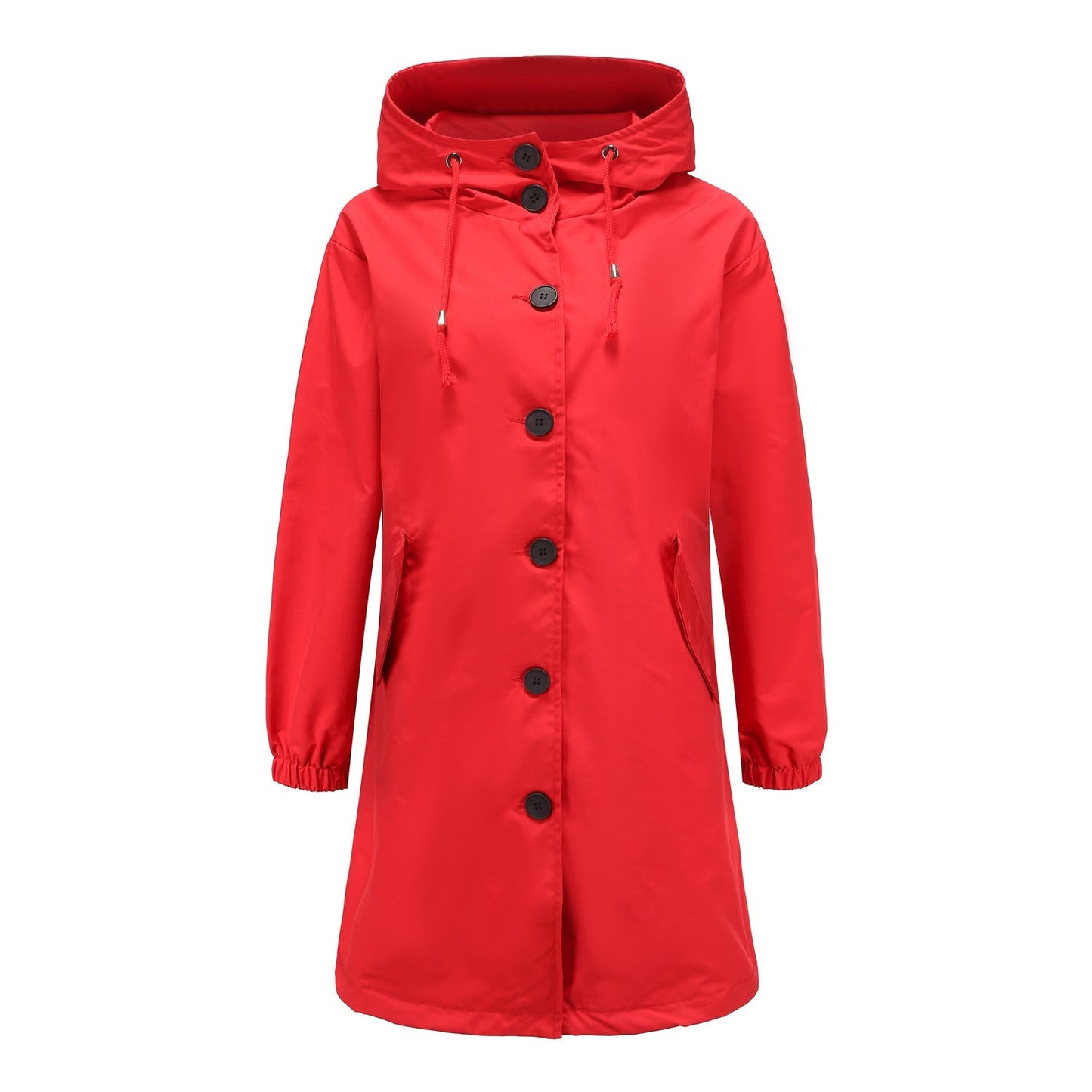 Waterproof Rain Jacket for Women with Adjustable Hood and Flap Pockets – All-Season Rain Coat