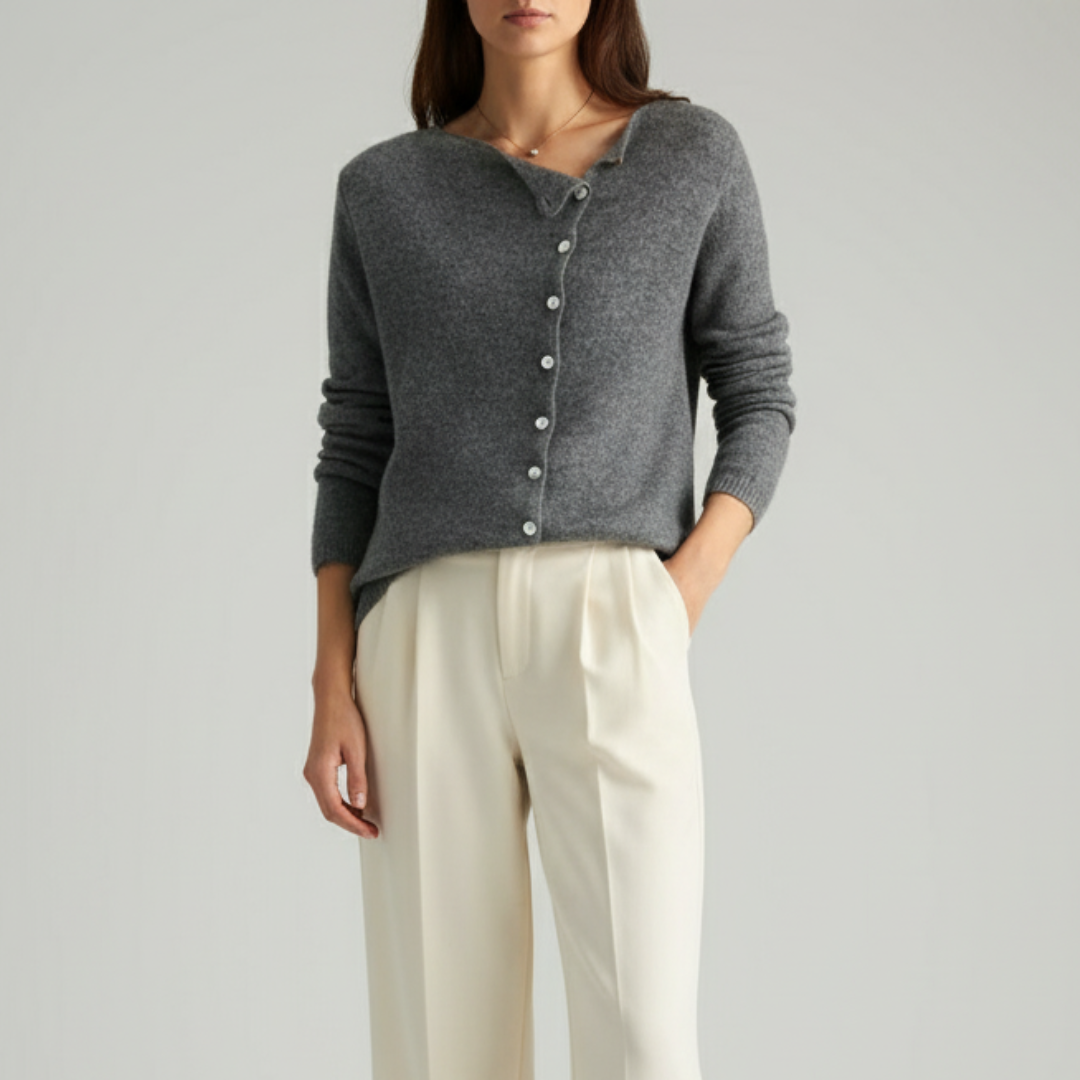 Women's Black Cardigan - Cozy Knit Wool Sweater, Elegant Layering for Any Occasion