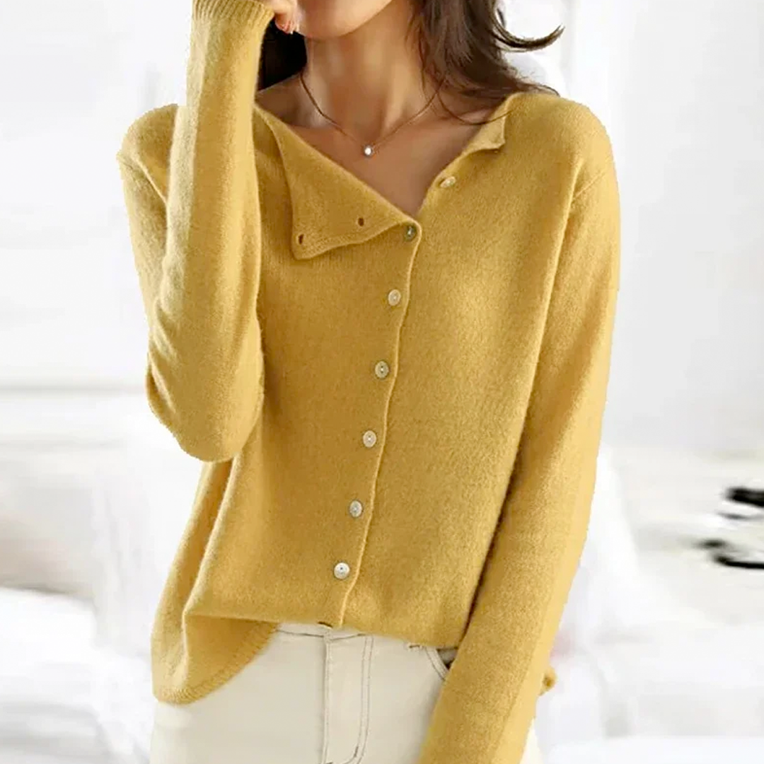 Women's Black Cardigan - Cozy Knit Wool Sweater, Elegant Layering for Any Occasion