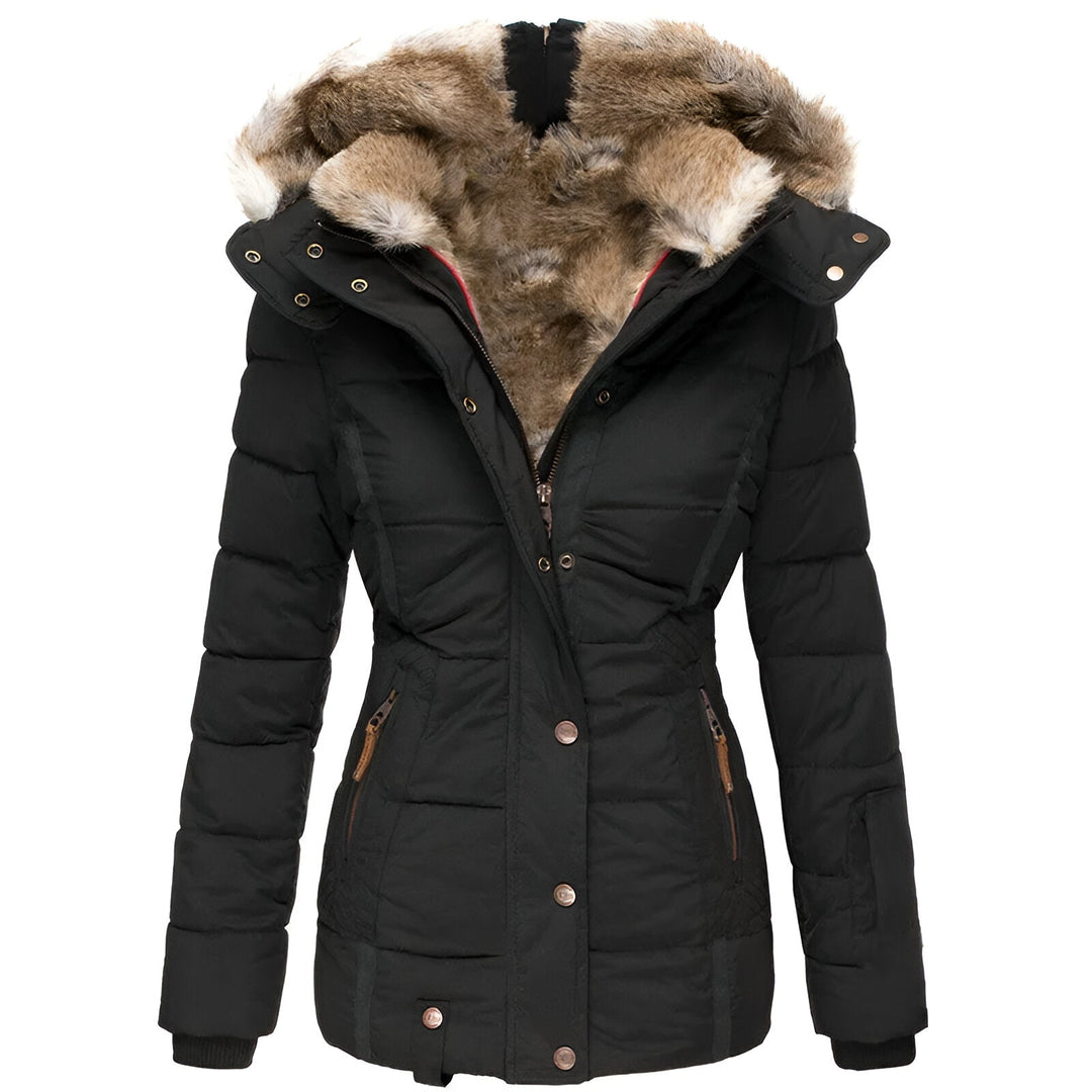 Women's Black Hooded Puffer Jacket – Slim Fit Insulated Winter Coat for Cold Weather