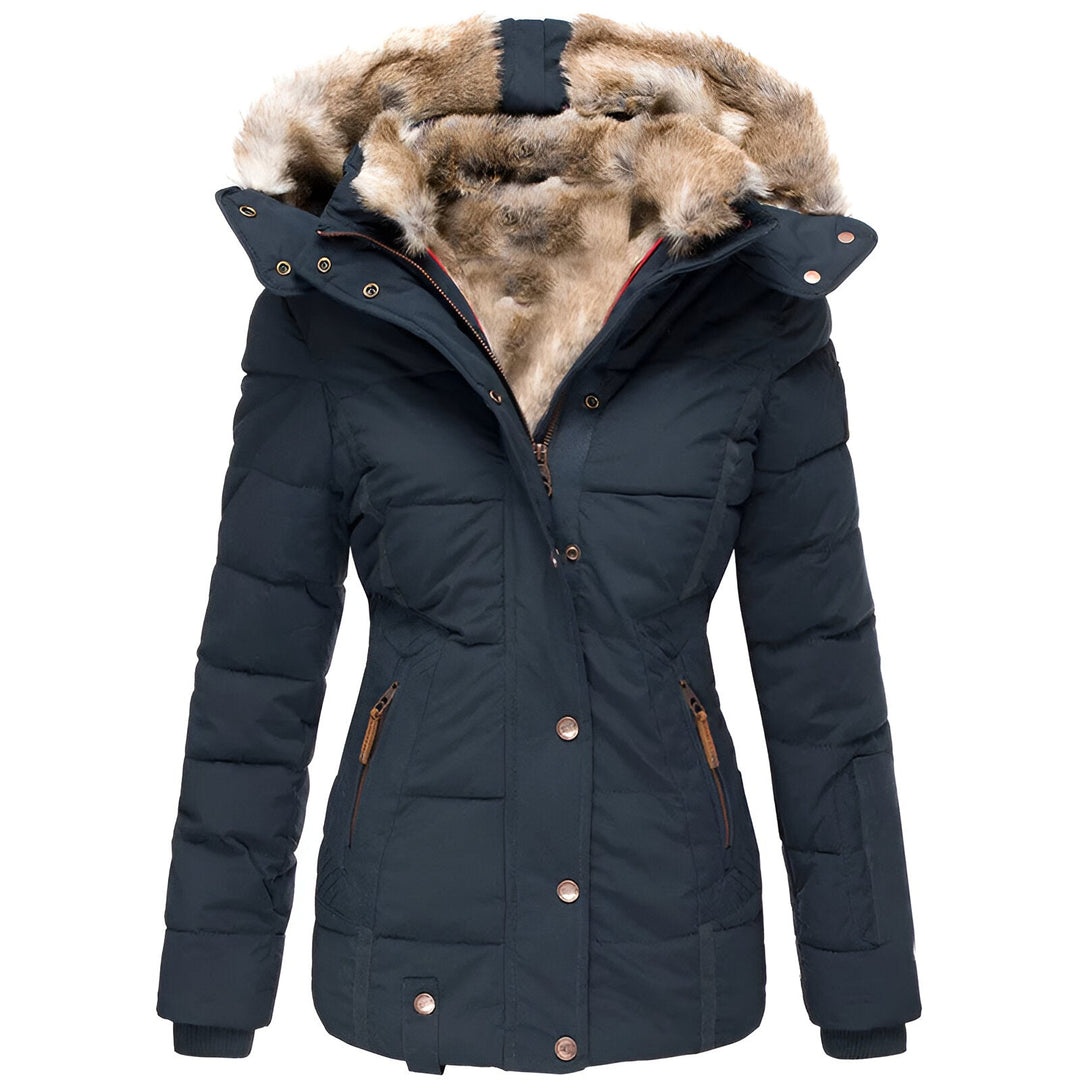 Women's Black Hooded Puffer Jacket – Slim Fit Insulated Winter Coat for Cold Weather