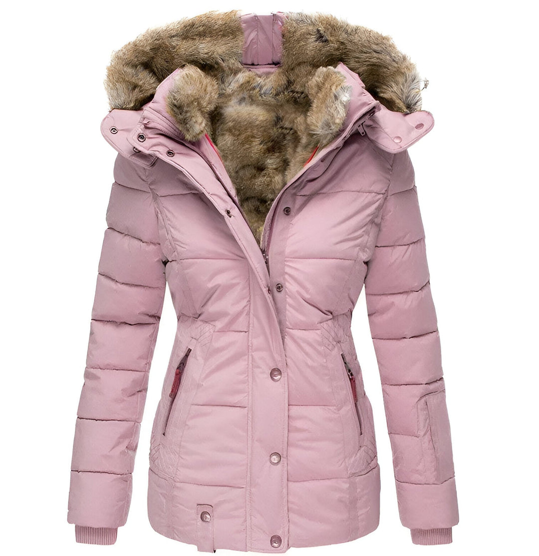 Women's Black Hooded Puffer Jacket – Slim Fit Insulated Winter Coat for Cold Weather