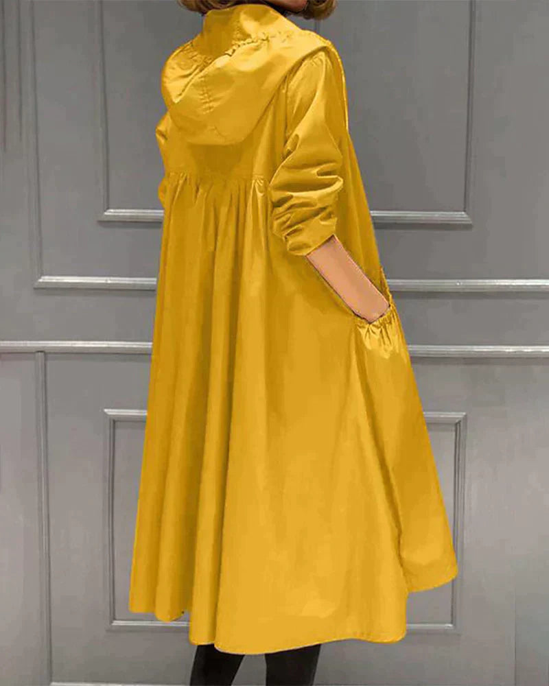Women's Long Waterproof Raincoat with Hood - Stylish and Functional Waterproof Coat for All Weather