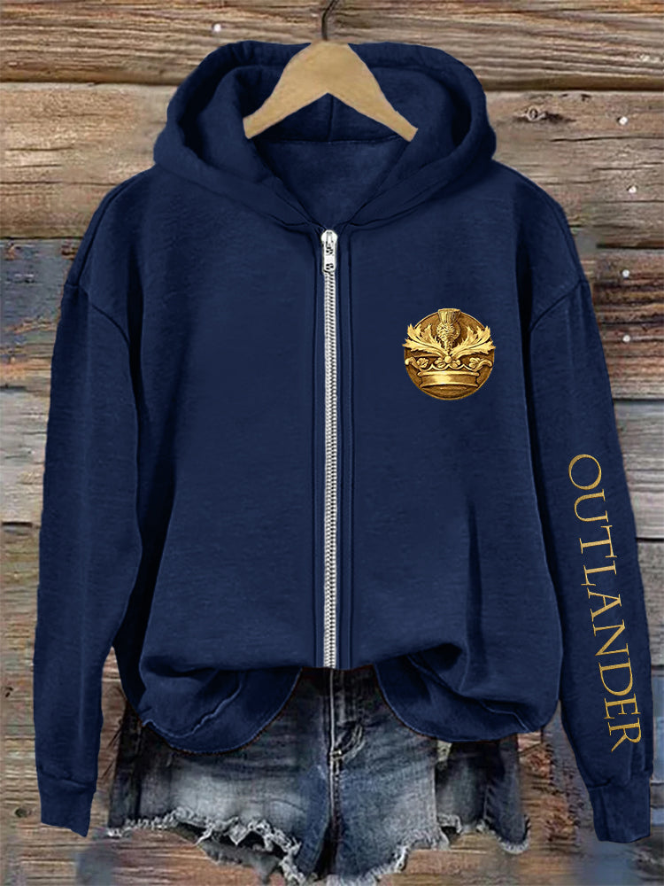 Historical Tv Show Inspired Glitter Graphic Full Zip Hoodie