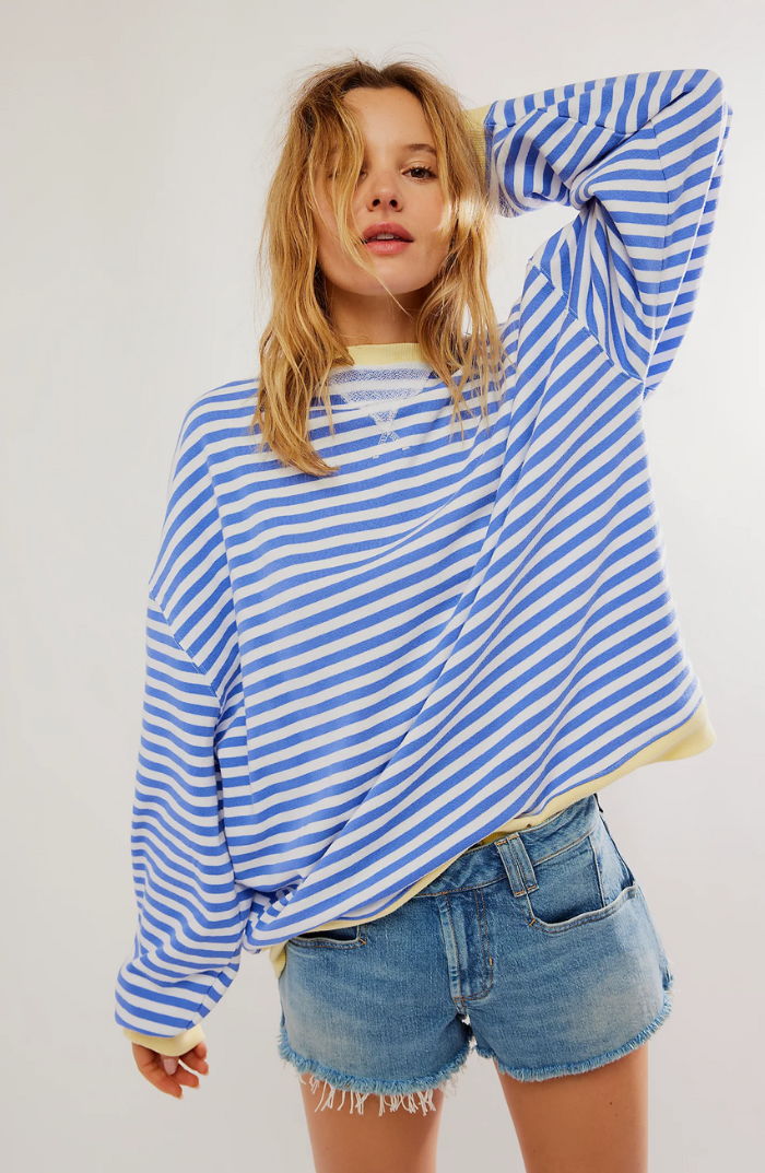 Liliane™ - Lively Striped Oversized Jumper with Accents