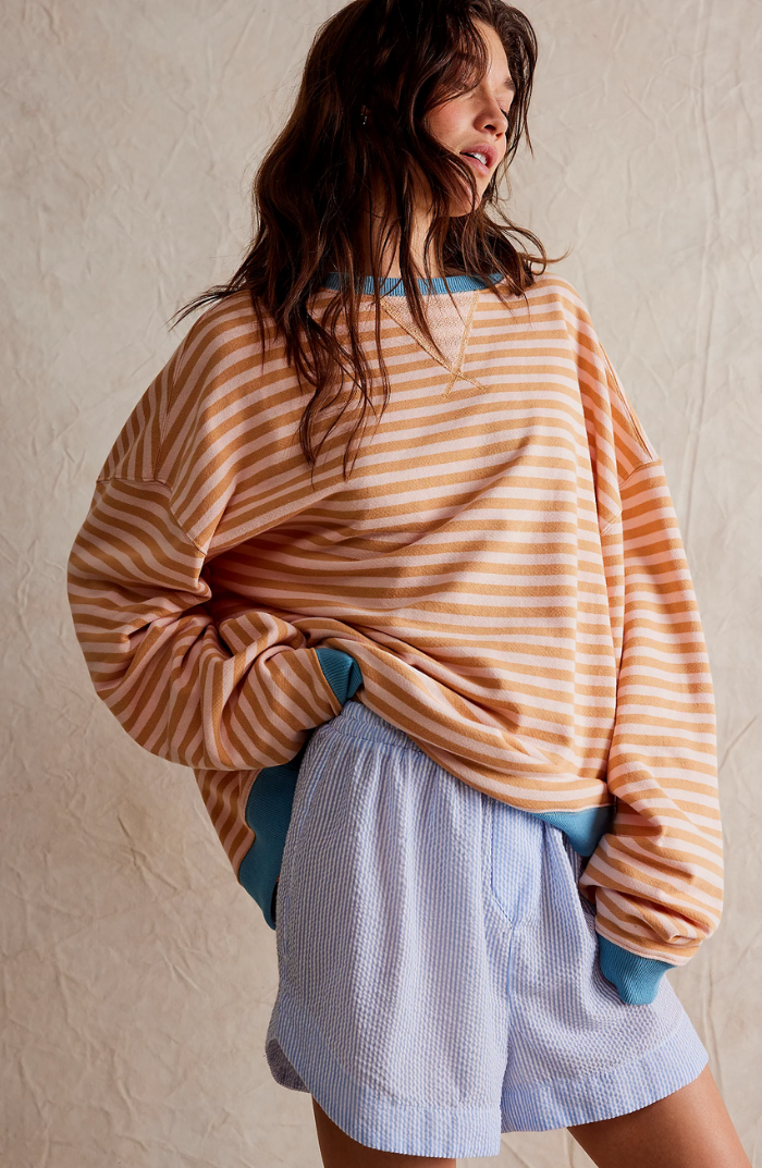 Liliane™ - Lively Striped Oversized Jumper with Accents