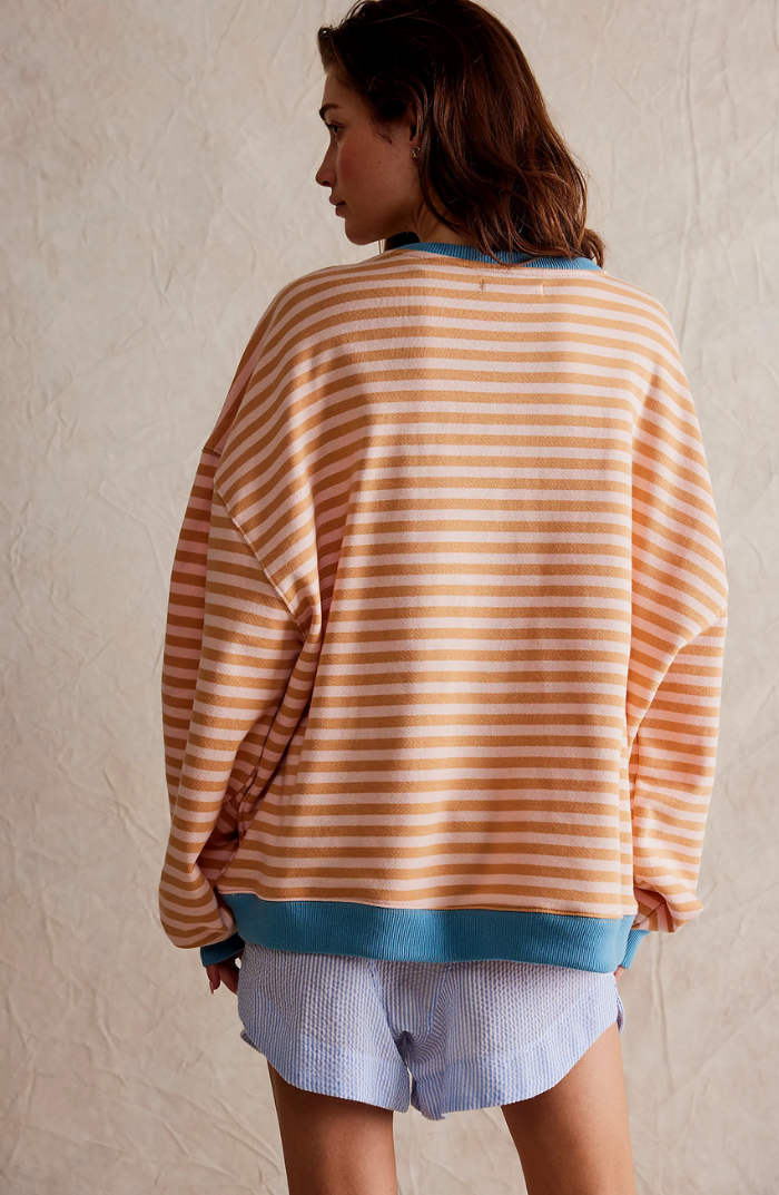 Liliane™ - Lively Striped Oversized Jumper with Accents