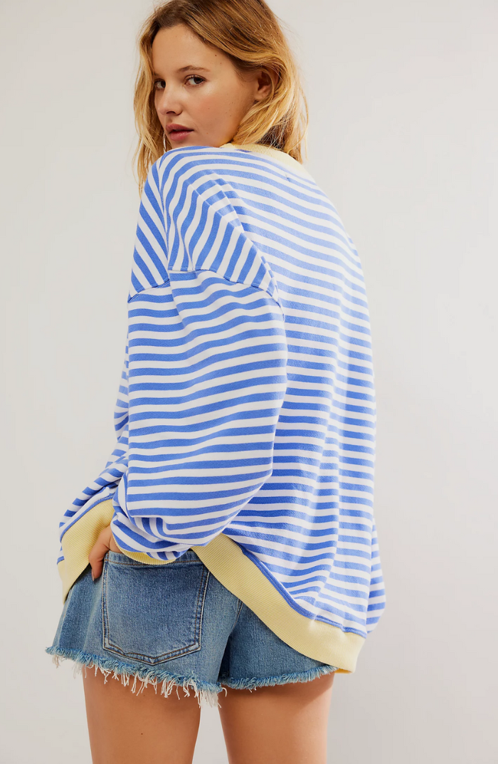 Liliane™ - Lively Striped Oversized Jumper with Accents