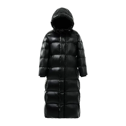 Black Long Puffer Jacket for Women - Stylish Winter Coat with Relaxed Fit and Extra Warmth