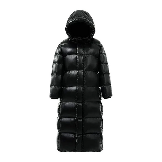 Black Long Puffer Jacket for Women - Stylish Winter Coat with Relaxed Fit and Extra Warmth