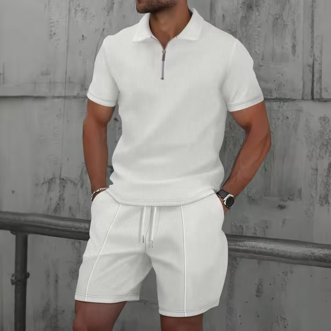 Cobalt Men's Co-ord Set | 100% Cotton Polo and Drawstring Shorts