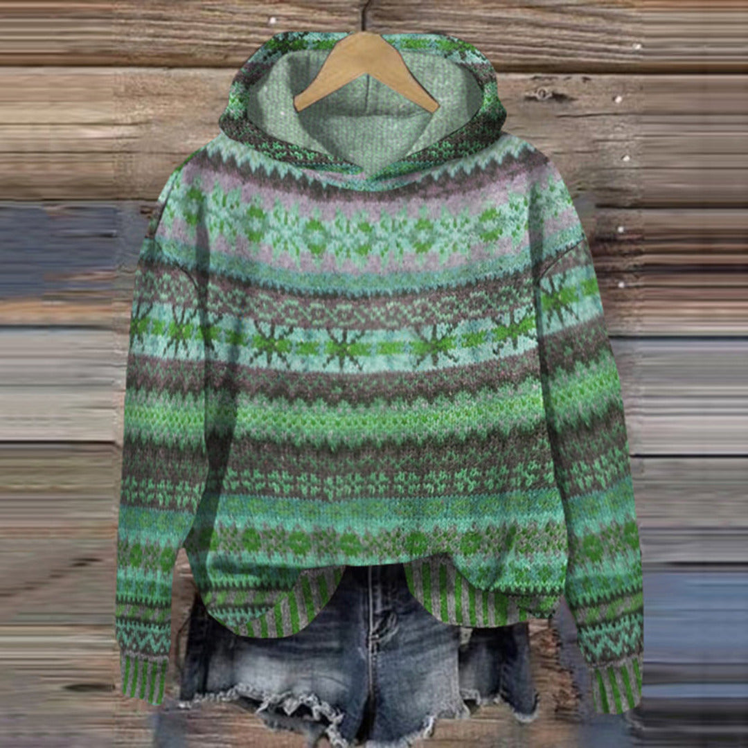Cozy Knit Hoodie with Attached Hood and Ribbed Cuffs – Relaxed Fit Pullover for Chilly Days