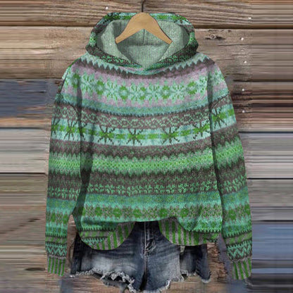 Cozy Knit Hoodie with Attached Hood and Ribbed Cuffs – Relaxed Fit Pullover for Chilly Days