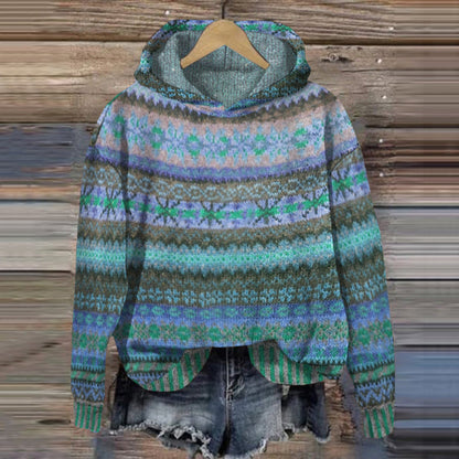 Cozy Knit Hoodie with Attached Hood and Ribbed Cuffs – Relaxed Fit Pullover for Chilly Days