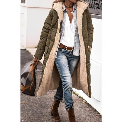 Cozy Long Puffer Coat for Women with Hooded Design – Quilted Winter Coat for Added Warmth and Comfort