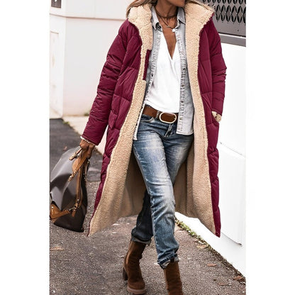 Cozy Long Puffer Coat for Women with Hooded Design – Quilted Winter Coat for Added Warmth and Comfort