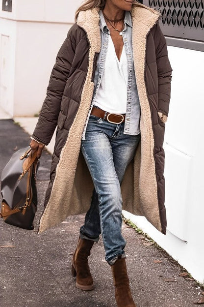 Cozy Long Puffer Coat for Women with Hooded Design – Quilted Winter Coat for Added Warmth and Comfort