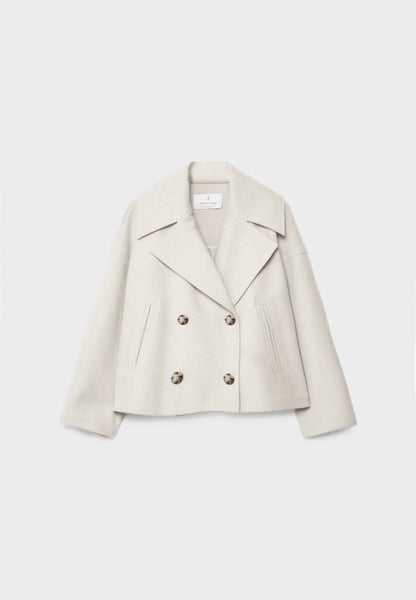 Cropped Women's Double-Breasted Winter Jacket with Wide Lapels – Stylish and Cozy Outerwear for Women