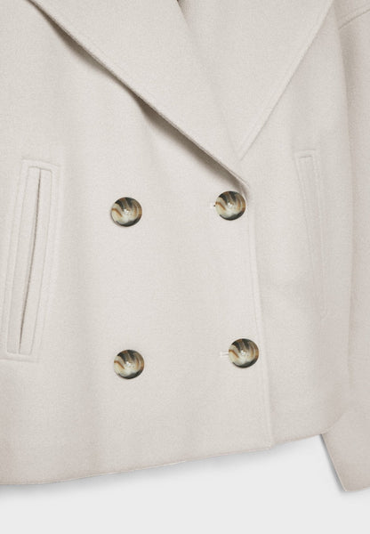Cropped Women's Double-Breasted Winter Jacket with Wide Lapels – Stylish and Cozy Outerwear for Women