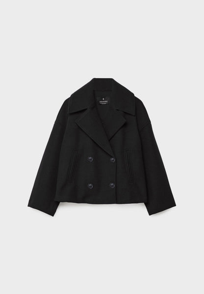 Cropped Women's Double-Breasted Winter Jacket with Wide Lapels – Stylish and Cozy Outerwear for Women