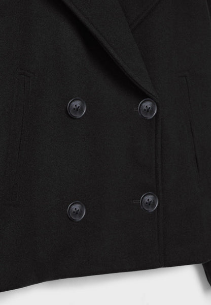 Cropped Women's Double-Breasted Winter Jacket with Wide Lapels – Stylish and Cozy Outerwear for Women