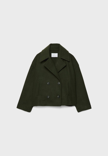 Cropped Women's Double-Breasted Winter Jacket with Wide Lapels – Stylish and Cozy Outerwear for Women