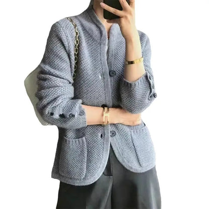 Half-Neck Cardigan Sweater for Women, Lightweight Knit Cardigan in White, Flattering Fit for Casual and Formal Wear