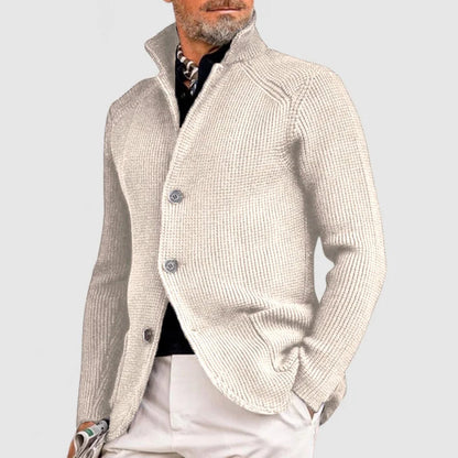 Men's Black Cardigan - Classic Knitted Button-Up Sweater with Pockets for Elegant Style