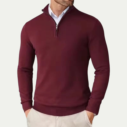 Men's Half Zip Sweatshirt - Lightweight Jumper with Ribbed Cuffs, Versatile Layering for Casual and Business Wear