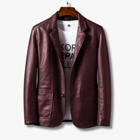 Men's Leather Jacket with Stand Collar and Button Closure - Available in Black and Brown