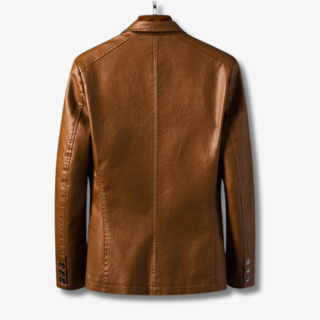 Men's Leather Jacket with Stand Collar and Button Closure - Available in Black and Brown