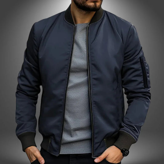 Men's Lightweight Bomber Jacket - Versatile Windbreaker Coat with Zip Pocket, Slim Fit Design for Casual Wear