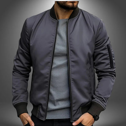 Men's Lightweight Bomber Jacket - Versatile Windbreaker Coat with Zip Pocket, Slim Fit Design for Casual Wear