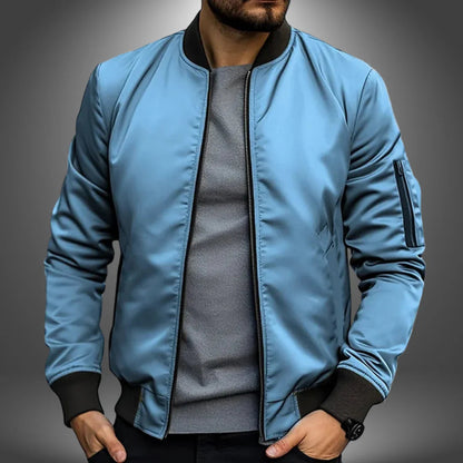 Men's Lightweight Bomber Jacket - Versatile Windbreaker Coat with Zip Pocket, Slim Fit Design for Casual Wear