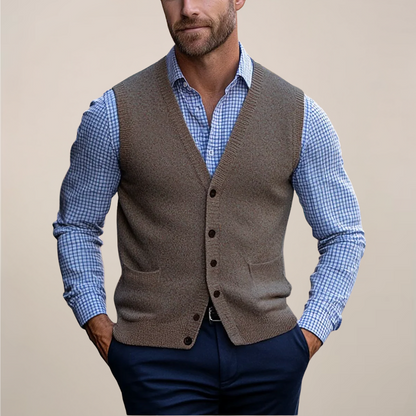 Men's Lightweight Sleeveless Vest Sweater - All-Season Ribbed Knit for Casual and Smart Casual Wear